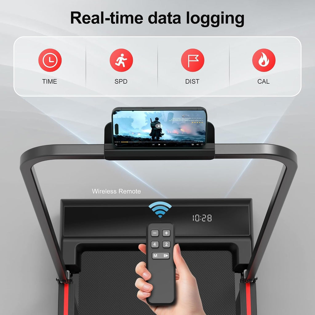 Foldable Walking Pad Treadmill with Handle Bar