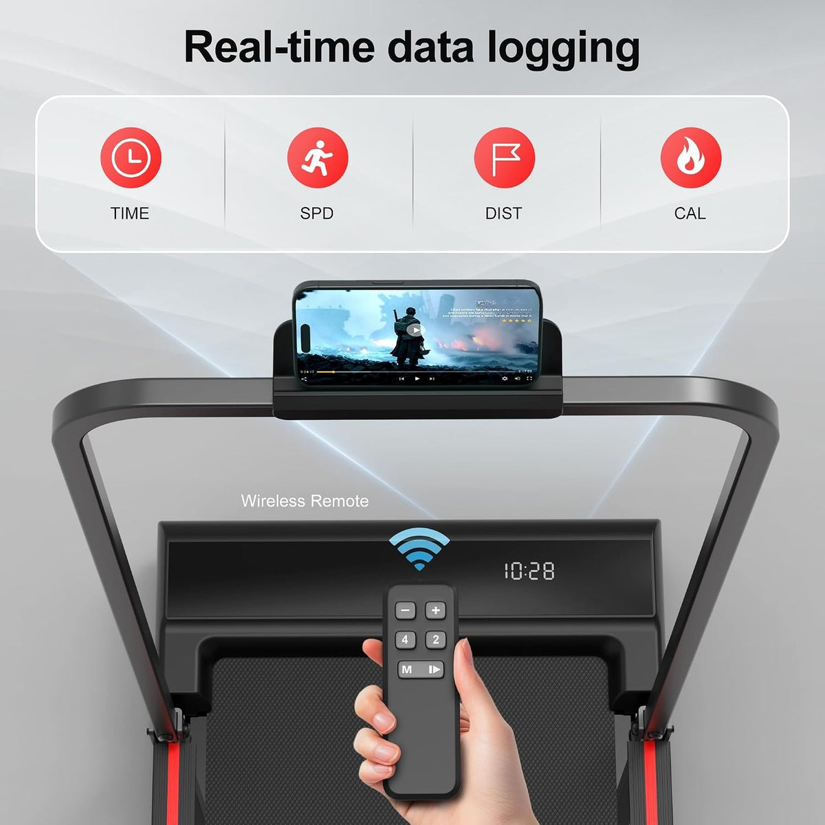 Foldable Walking Pad Treadmill with Handle Bar
