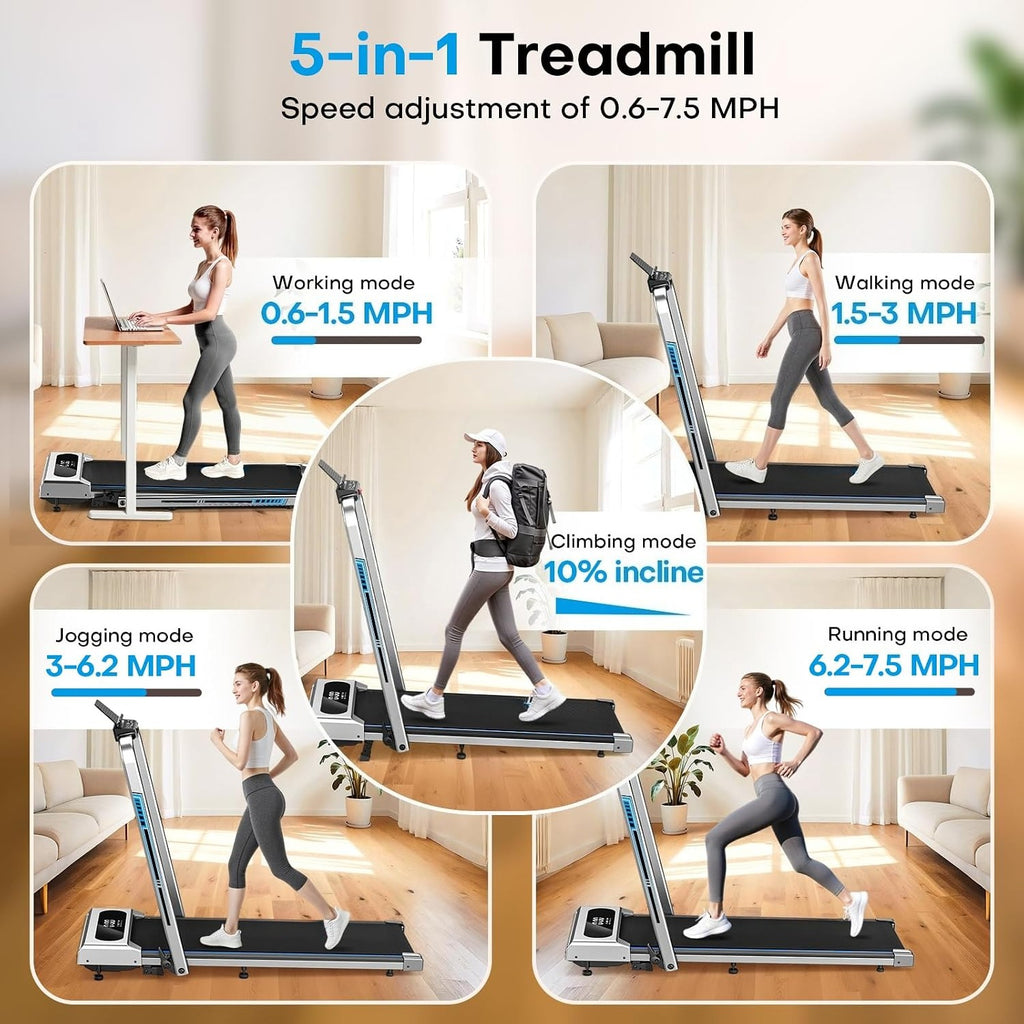 5 in 1 Incline Foldable Home Treadmill