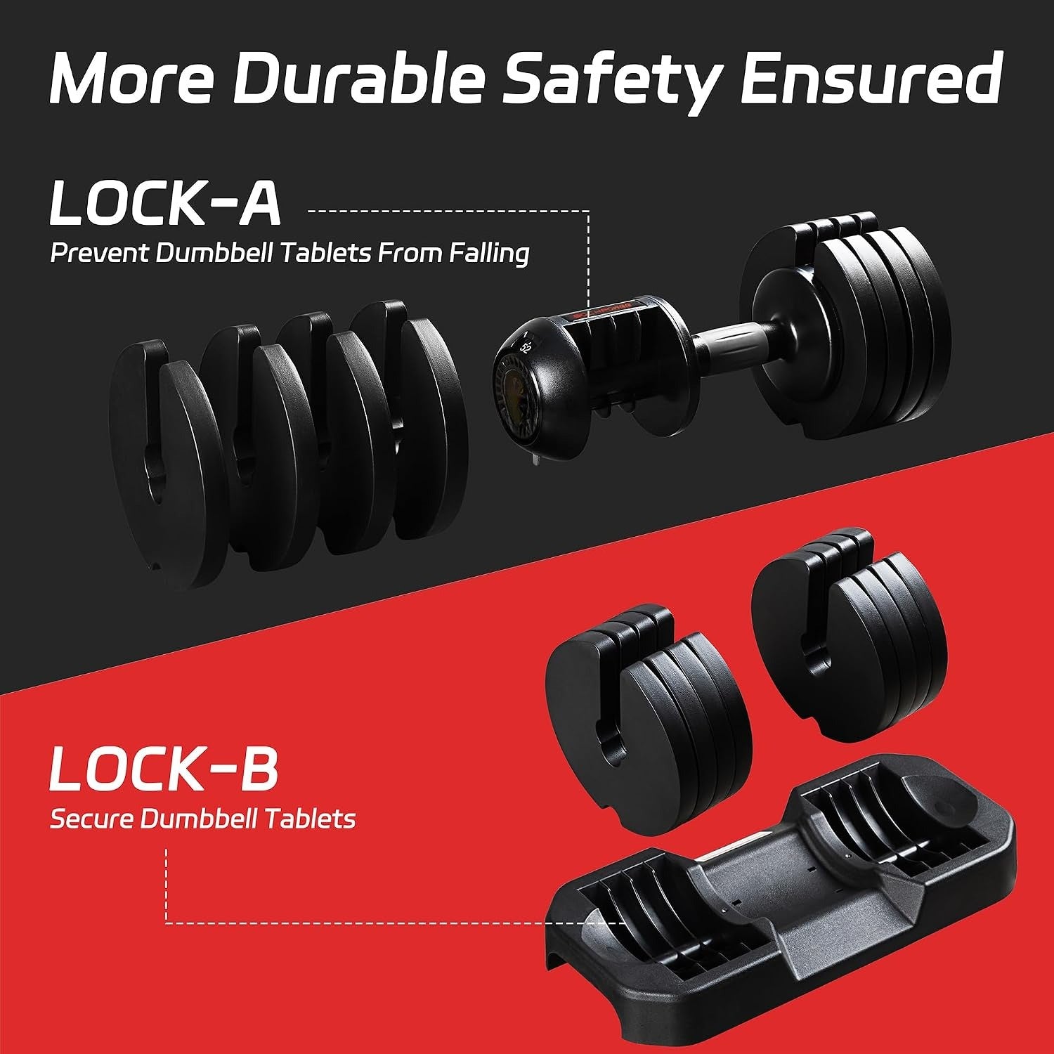 Adjustable Dumbbells Set 52lbs Pair