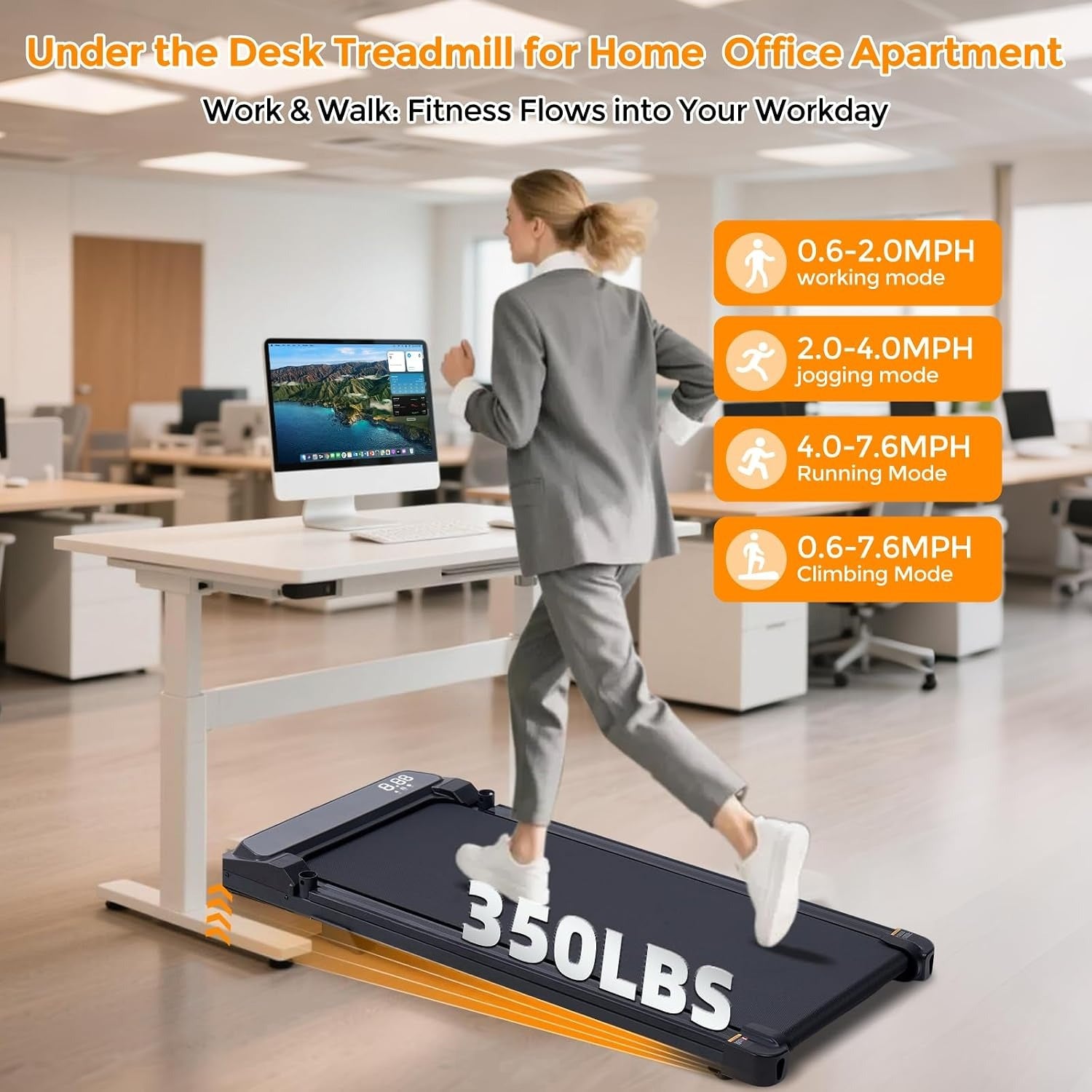 Incline Foldable Under Desk Walking Treadmill