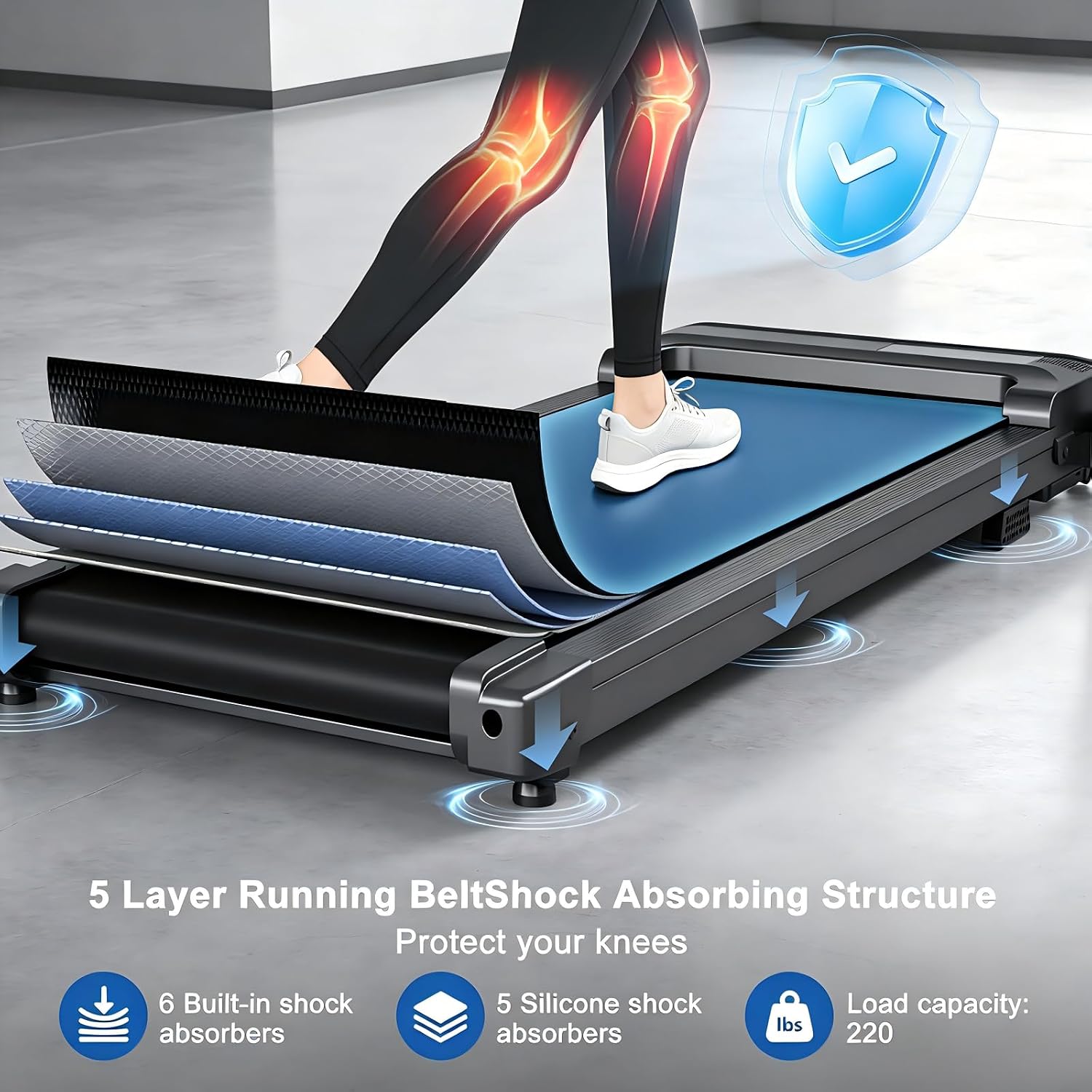 Foldable Walking Pad Treadmill with Handle Bar