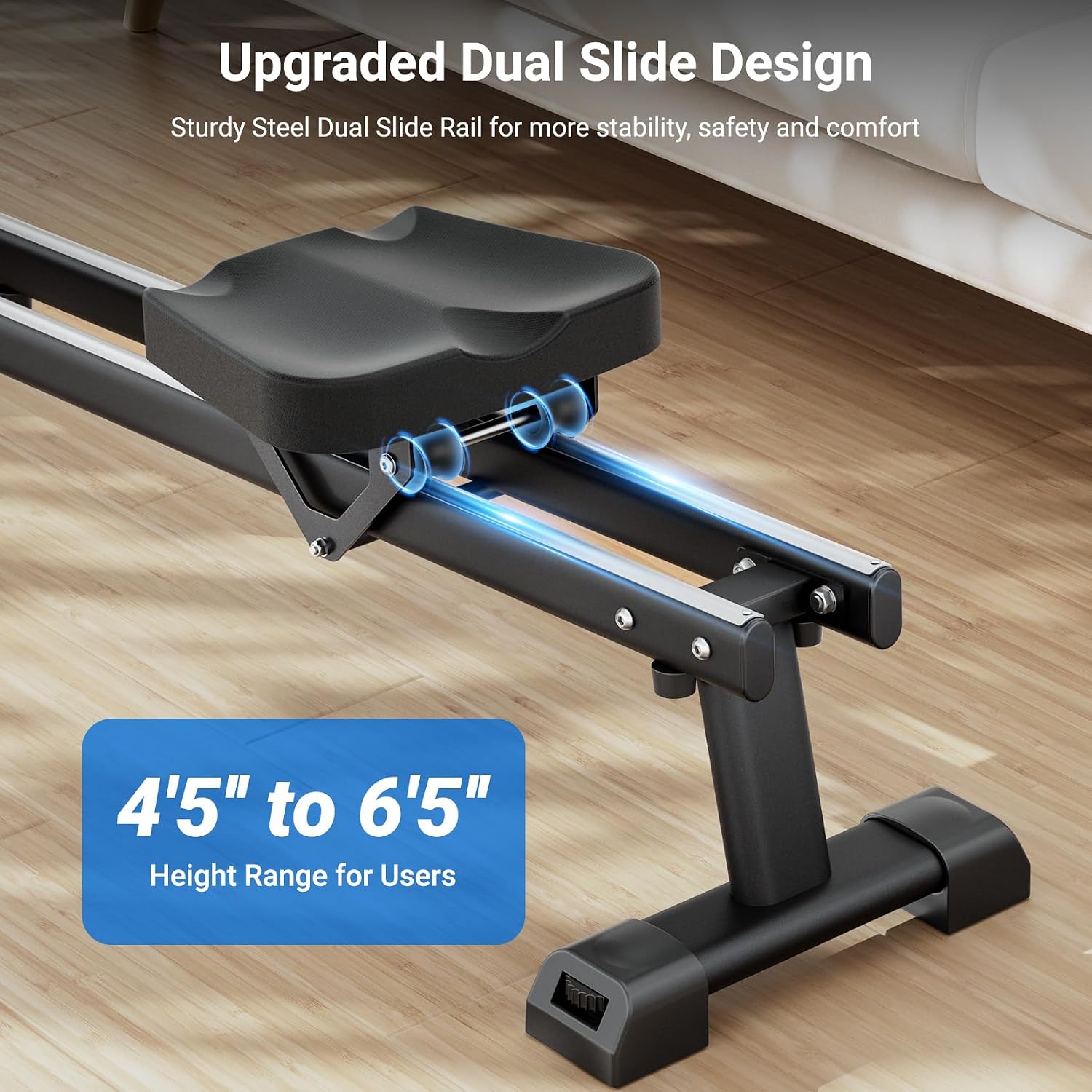 Dual Rail 16 Level Magnetic Home Rower