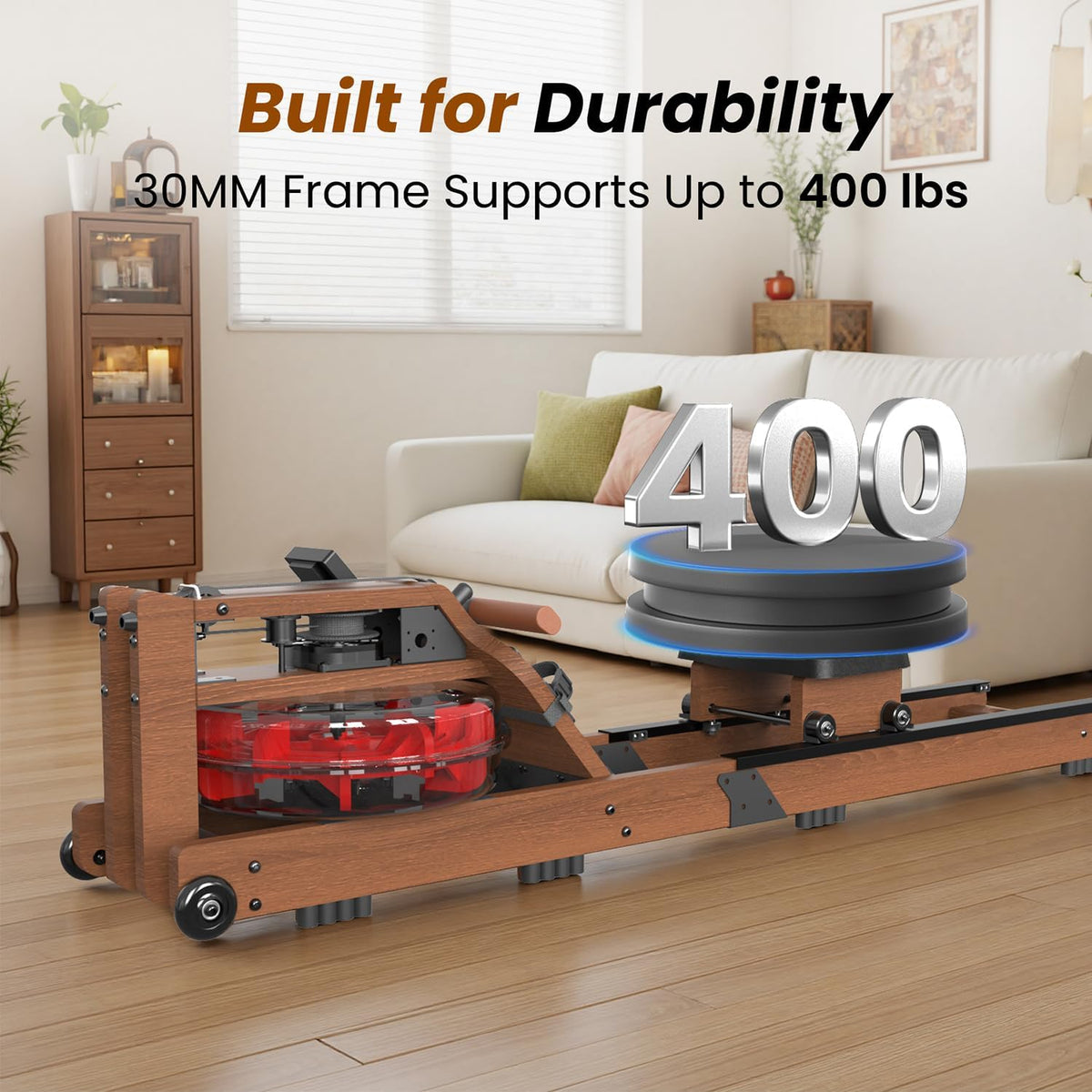 Home Water Rower With Monitor Bluetooth App