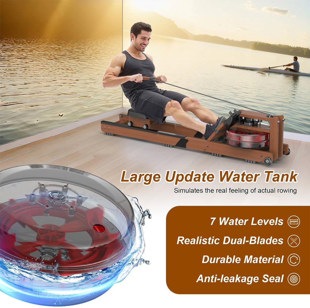 Home Water Rower With Monitor Bluetooth App
