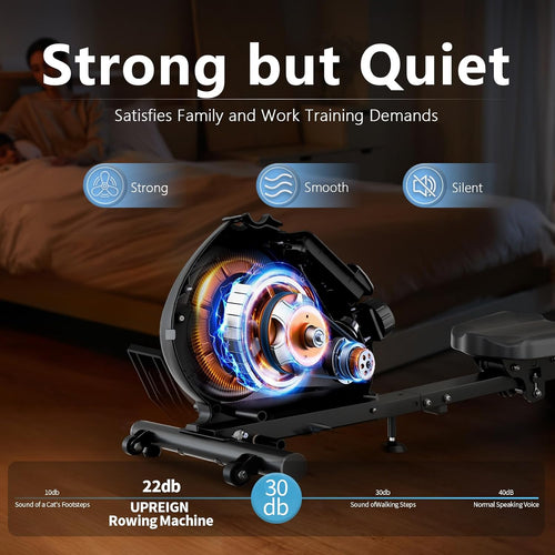 Adjustable 8-speed magnetic home rowing machine