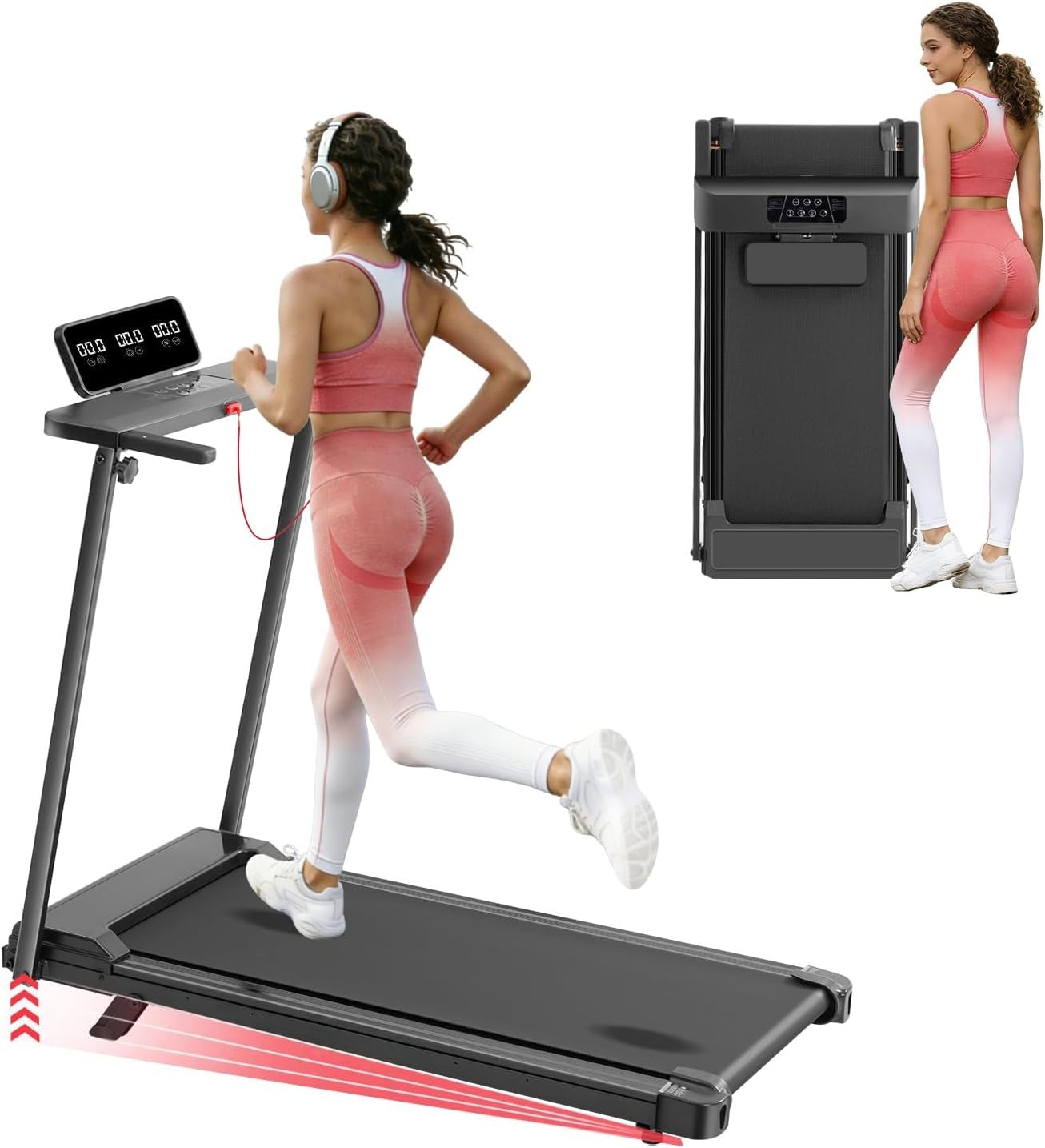 Incline Walking Pad Treadmill with Handle Bar