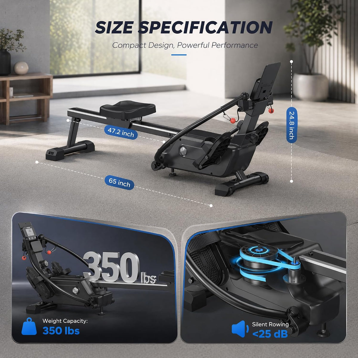 Quiet 16 Level Magnetic Home Rower