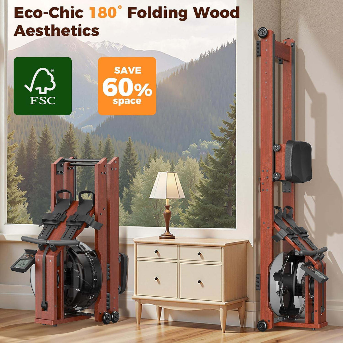Foldable Wooden Water Tank Home Rower