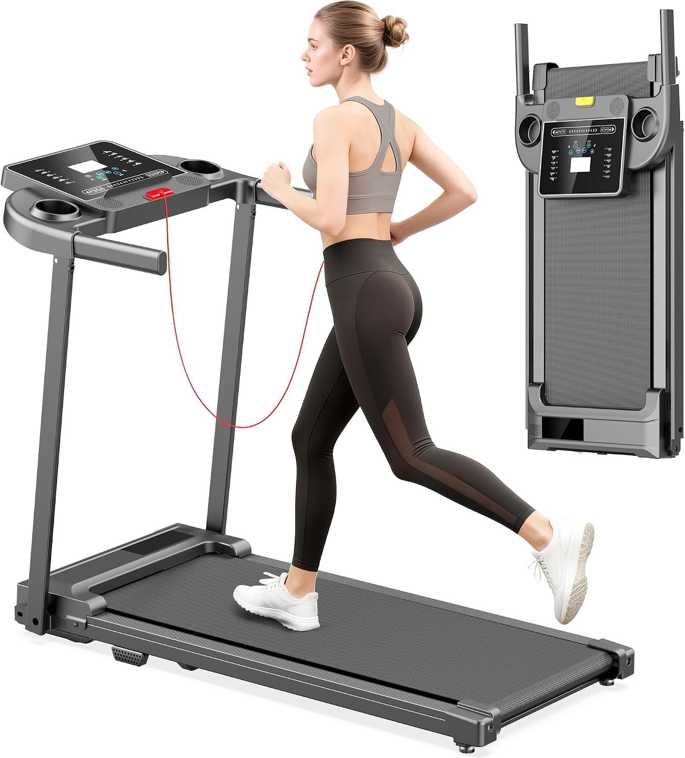 Foldable Walking Pad Treadmill with Handle Bar