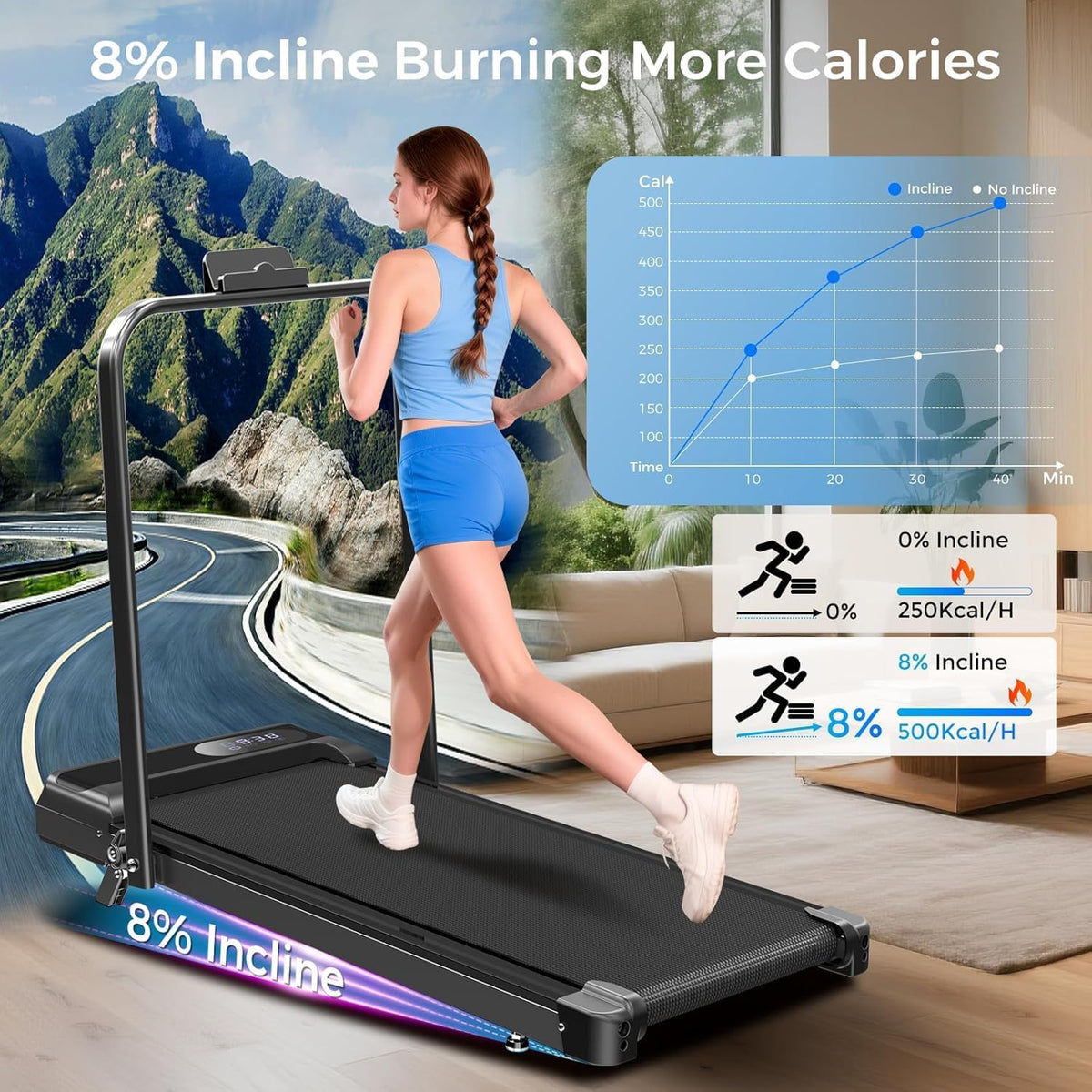 Incline Under Desk Walking Pad Treadmill