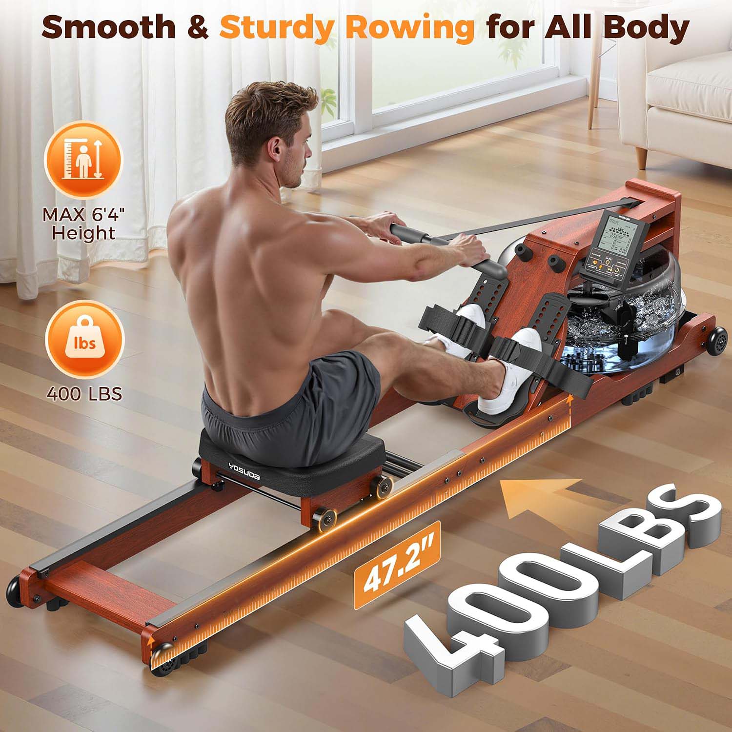 Foldable Wooden Water Tank Home Rower