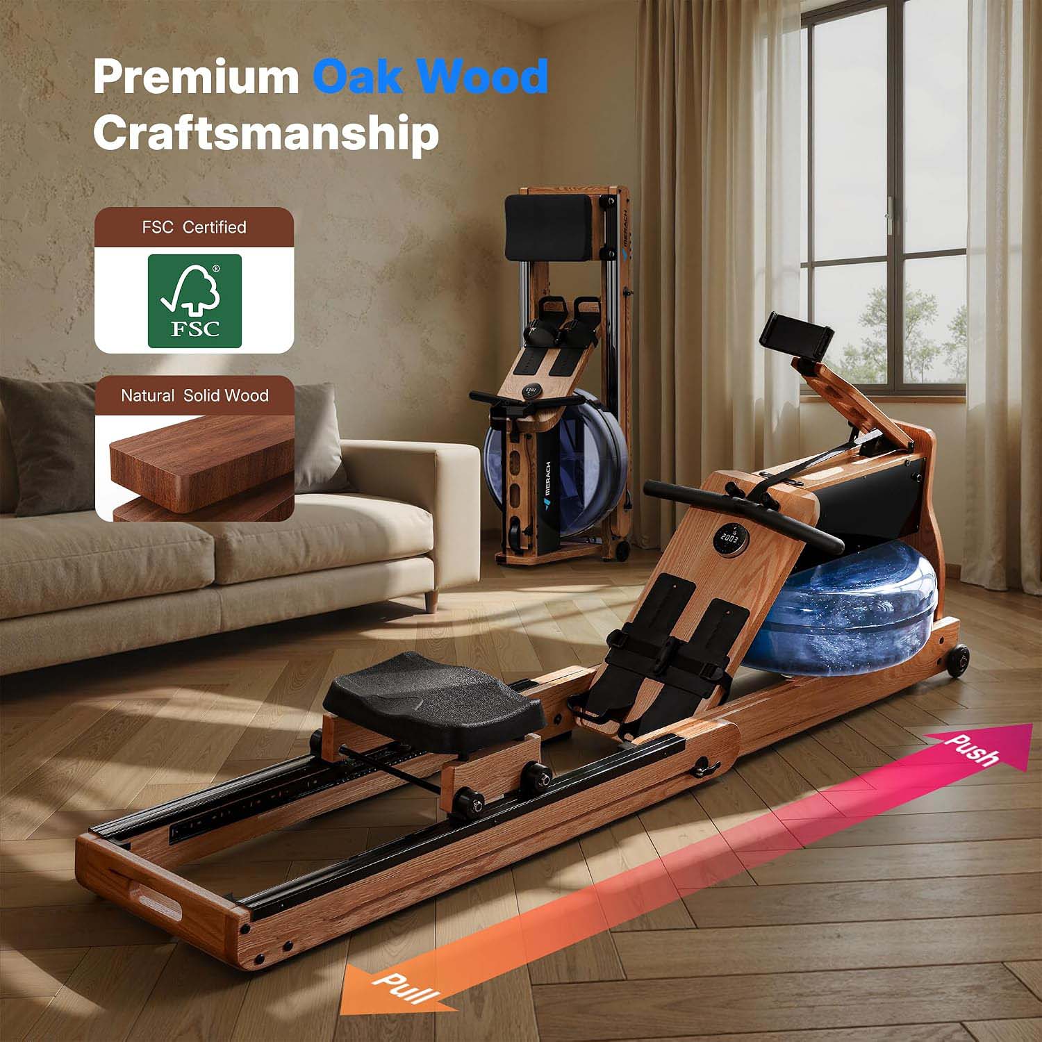 Foldable Wooden Water Electromagnetic Rower