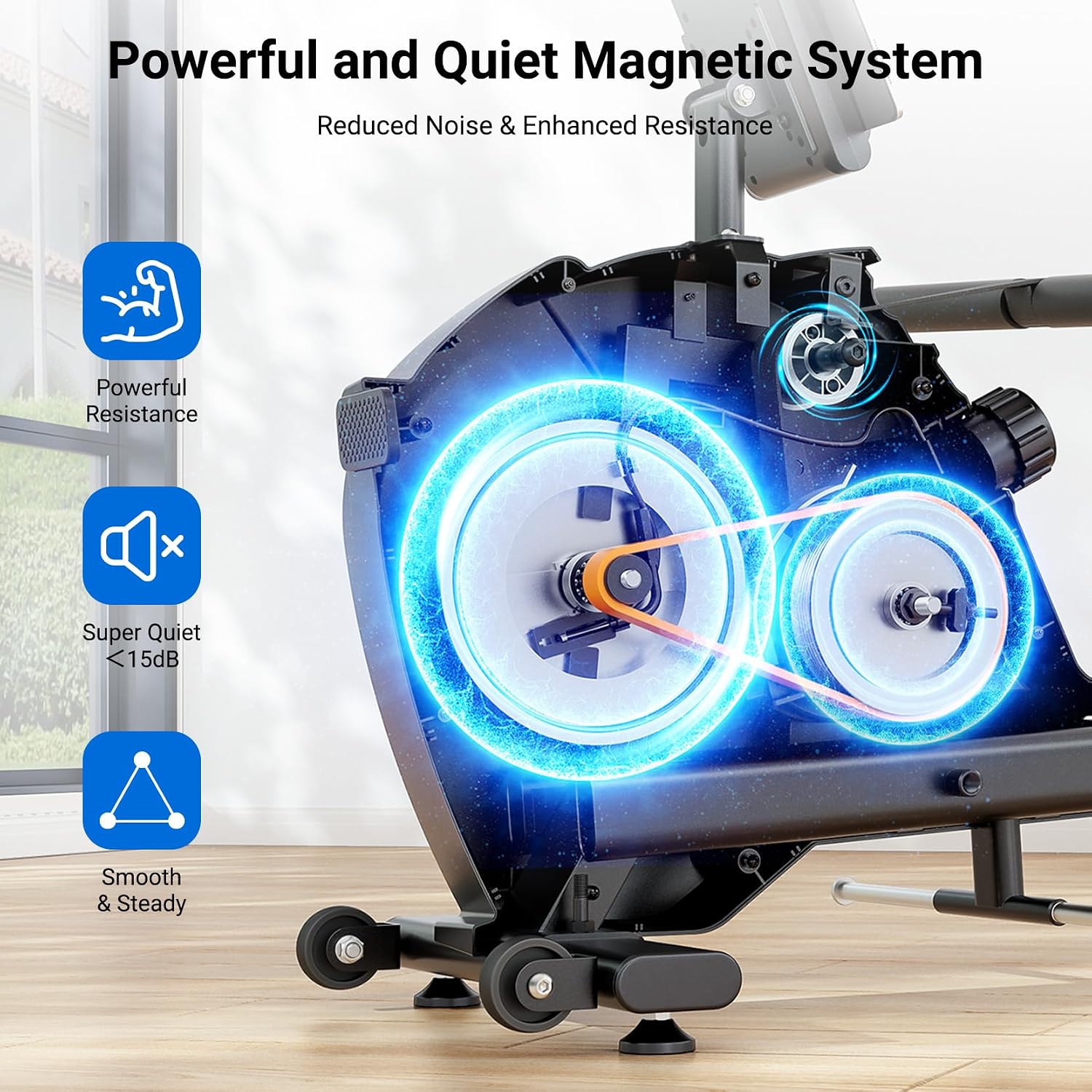 Dual Rail 16 Level Magnetic Home Rower
