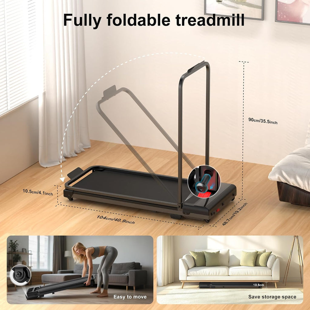 Foldable Walking Pad Treadmill with Handle Bar