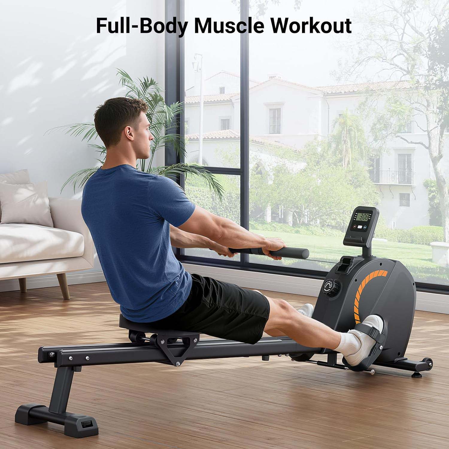 Dual Rail 16 Level Magnetic Home Rower