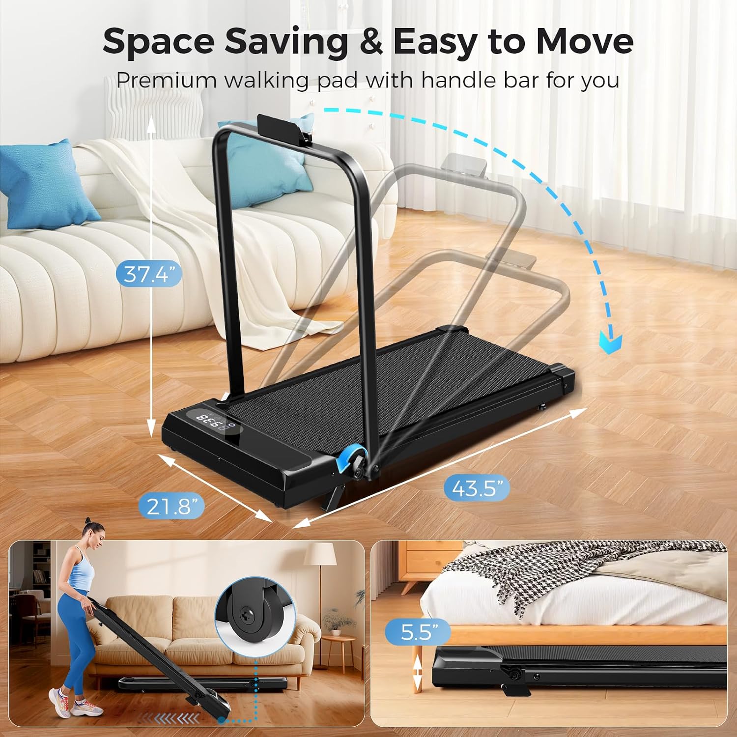 Incline Under Desk Walking Pad Treadmill