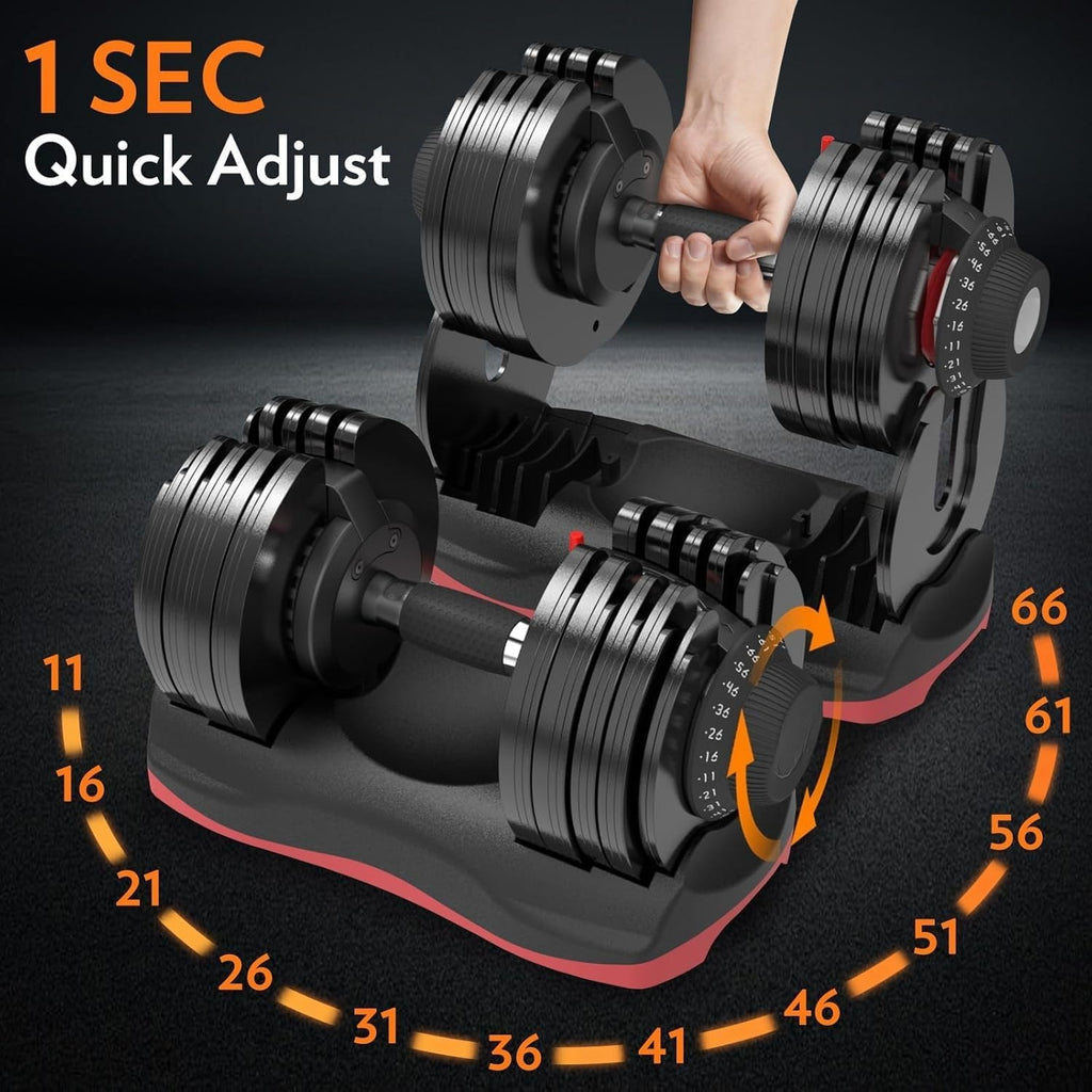 Quick Dial Adjustable Dumbbells Set