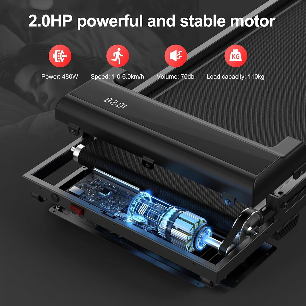 Foldable Walking Pad Treadmill with Handle Bar